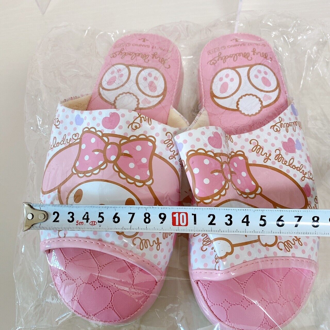 Sanrio My Melody Sandal Shoes Pink Ribbon Rabbit Heart For Adults L Size Dot