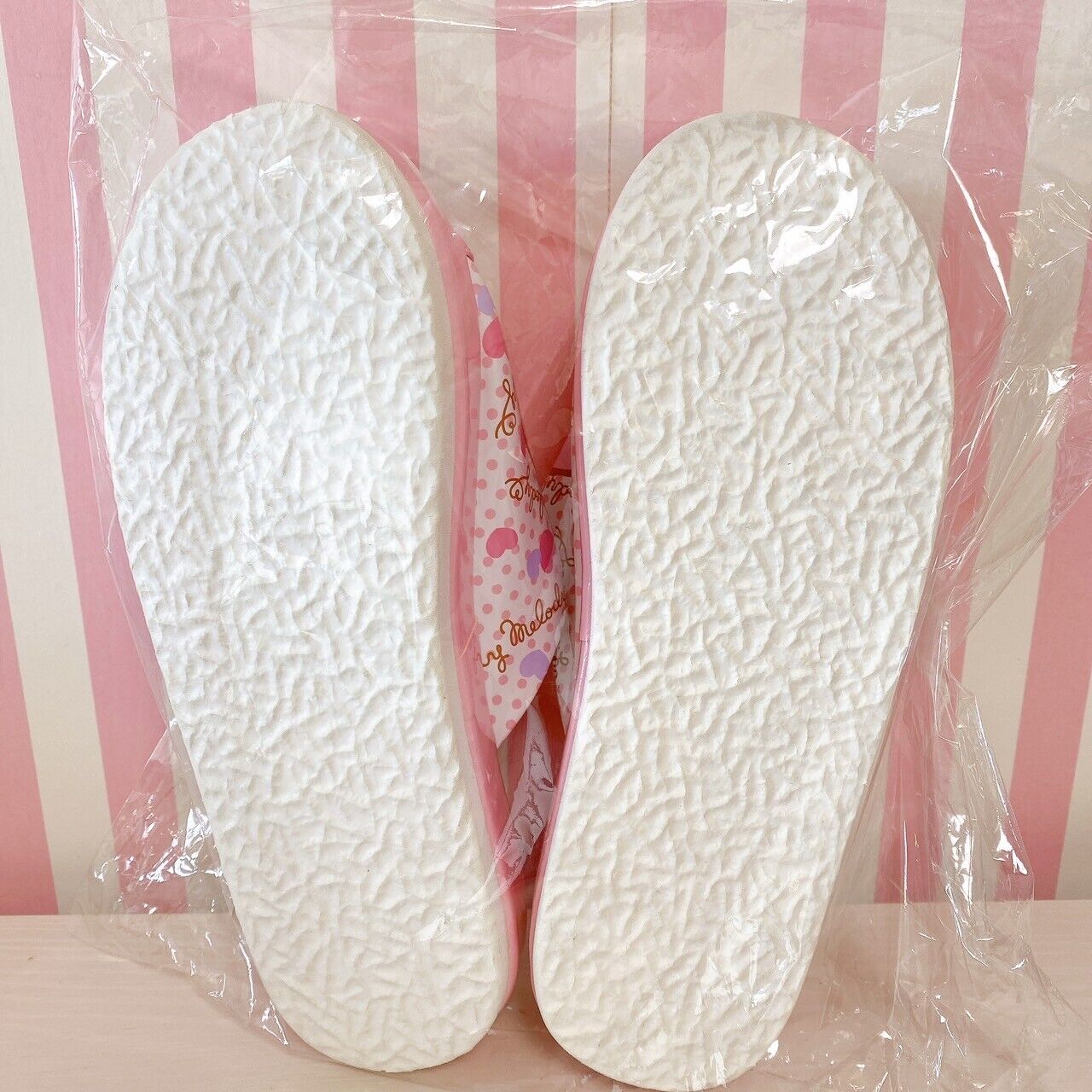 Sanrio My Melody Sandal Shoes Pink Ribbon Rabbit Heart For Adults L Size Dot