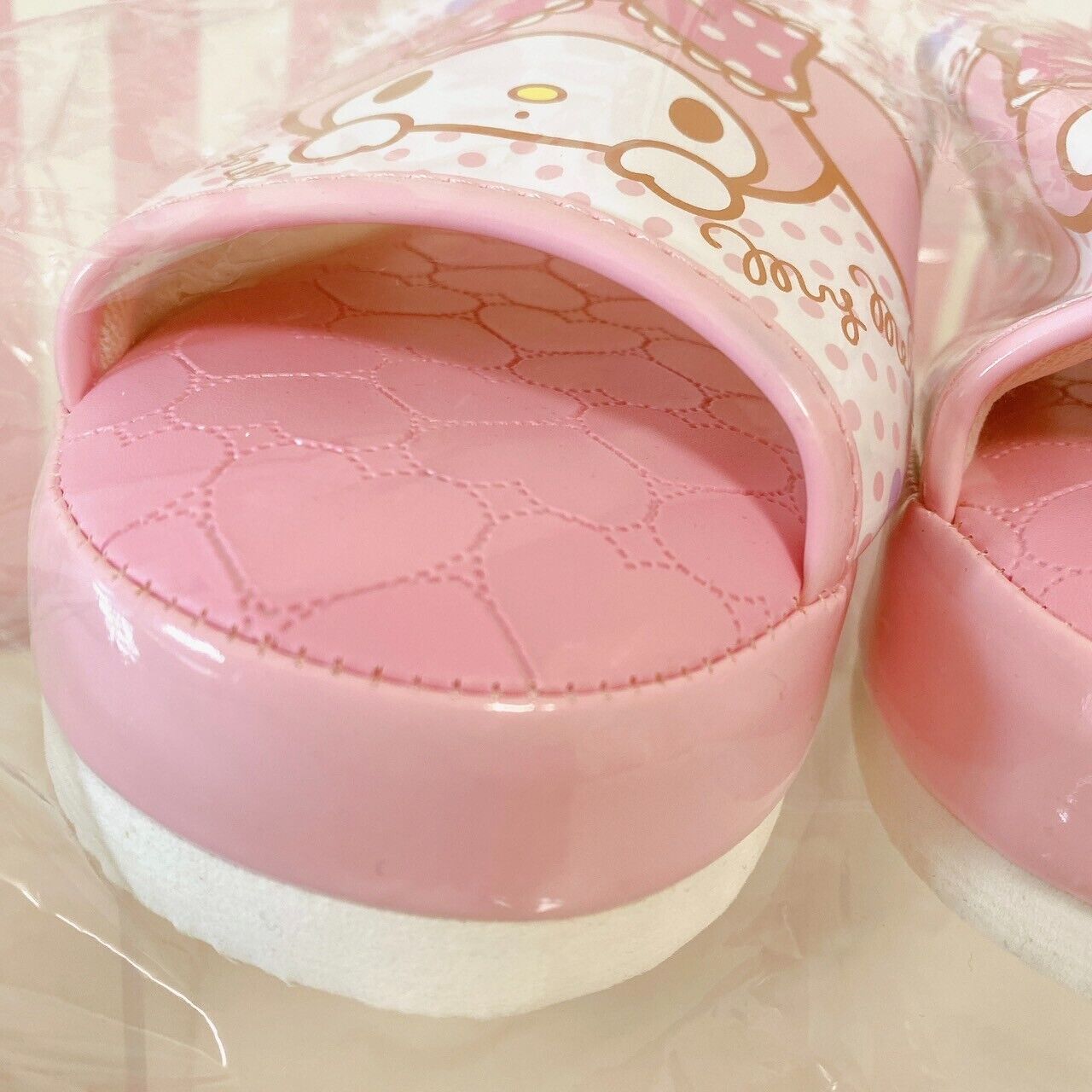 Sanrio My Melody Sandal Shoes Pink Ribbon Rabbit Heart For Adults L Size Dot