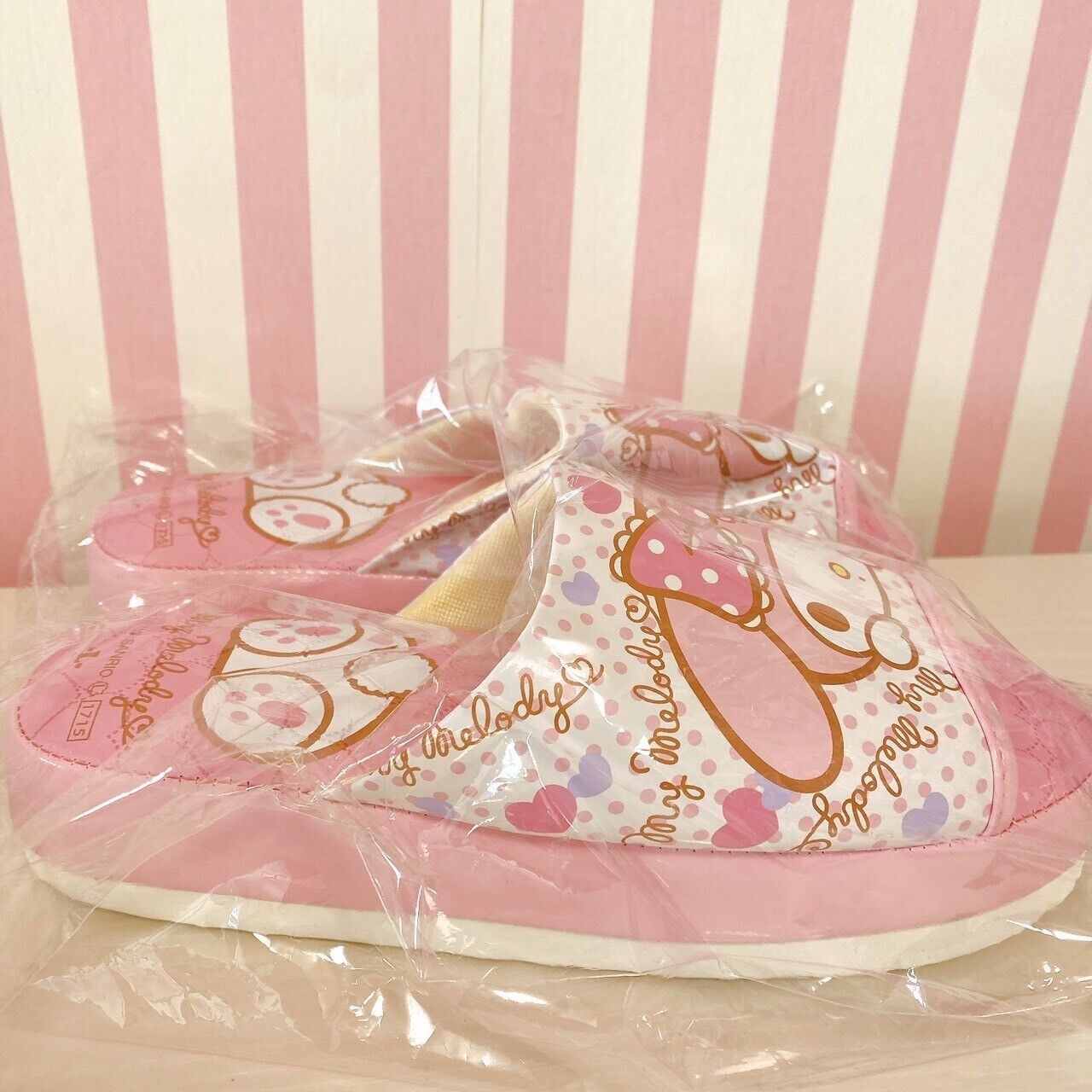 Sanrio My Melody Sandal Shoes Pink Ribbon Rabbit Heart For Adults L Size Dot