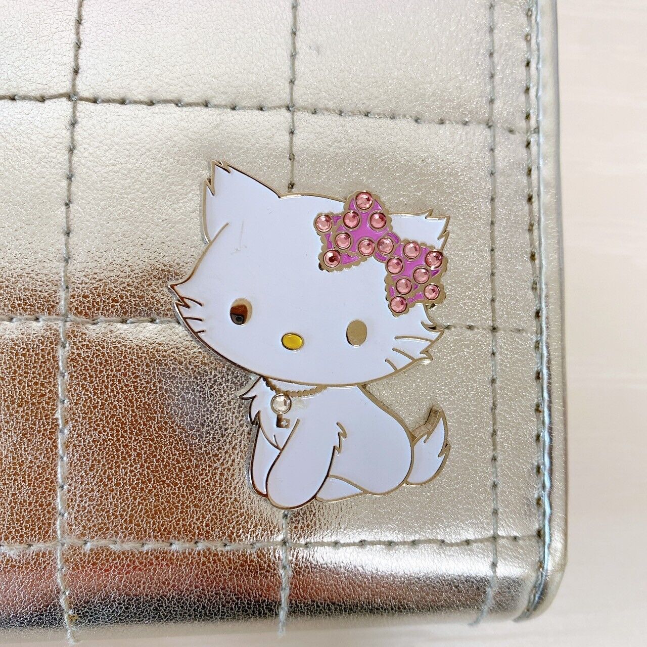 Sanrio Charmmy Charmy Kitty Wallet Purse Coin Case Set 2 Silver Heart Ribbon