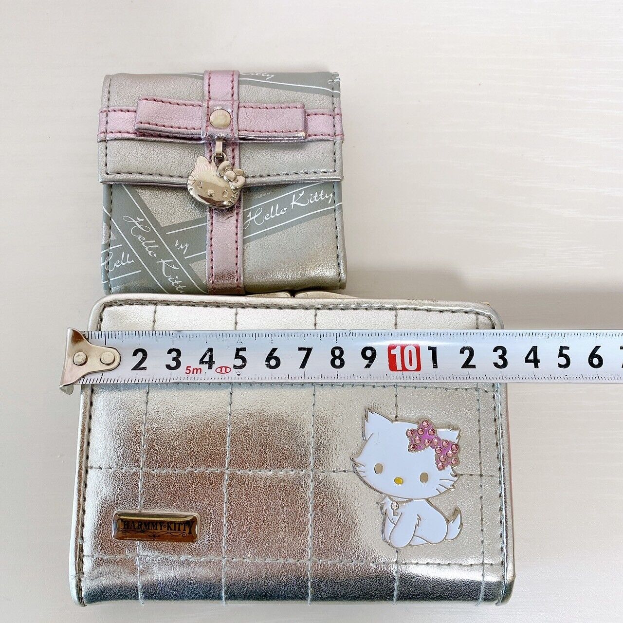 Sanrio Charmmy Charmy Kitty Wallet Purse Coin Case Set 2 Silver Heart Ribbon