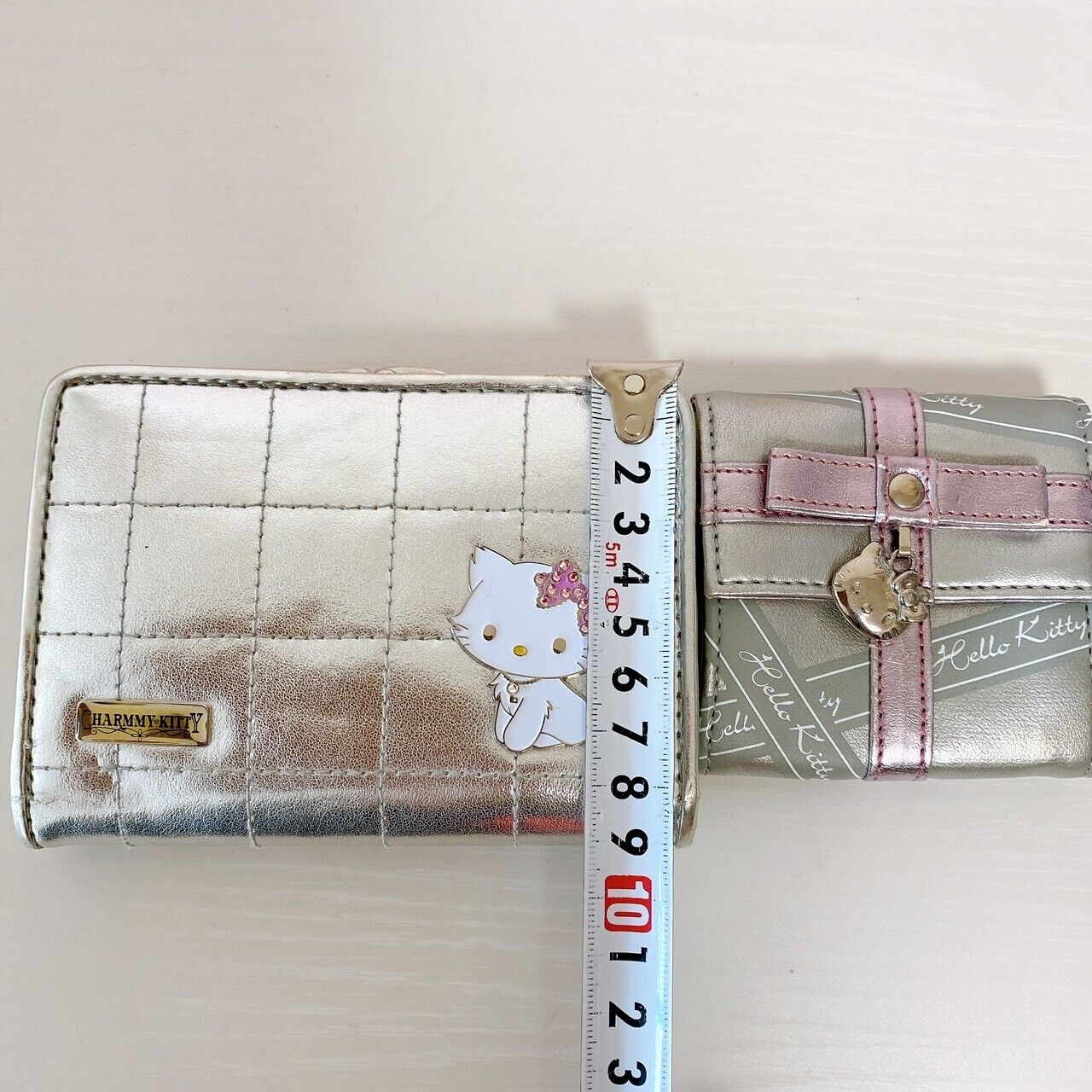 Sanrio Charmmy Charmy Kitty Wallet Purse Coin Case Set 2 Silver Heart Ribbon