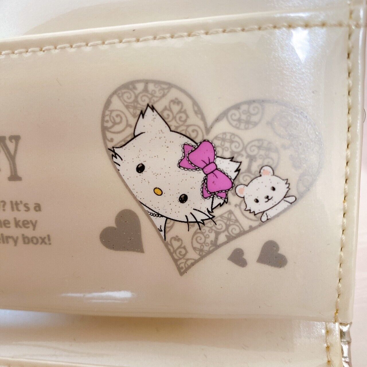 Sanrio Charmmy Charmy Kitty Wallet Purse Coin Case Set 2 Silver Heart Ribbon