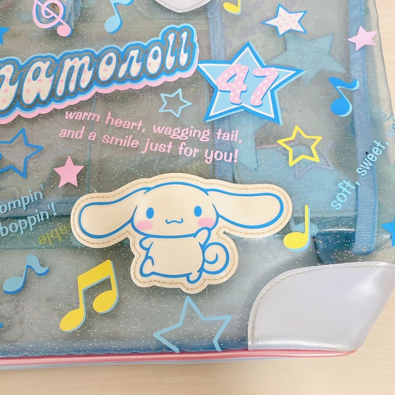 Sanrio Cinnamoroll Tote Bag Handbag Set 2 Vinyl Pool Light Blue Note Star Heart