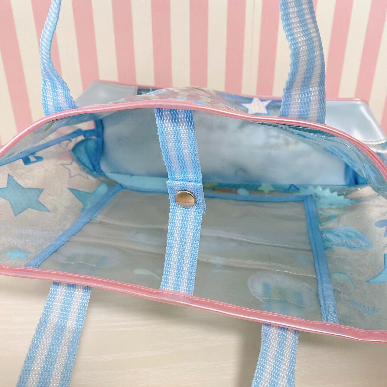 Sanrio Cinnamoroll Tote Bag Handbag Set 2 Vinyl Pool Light Blue Note Star Heart