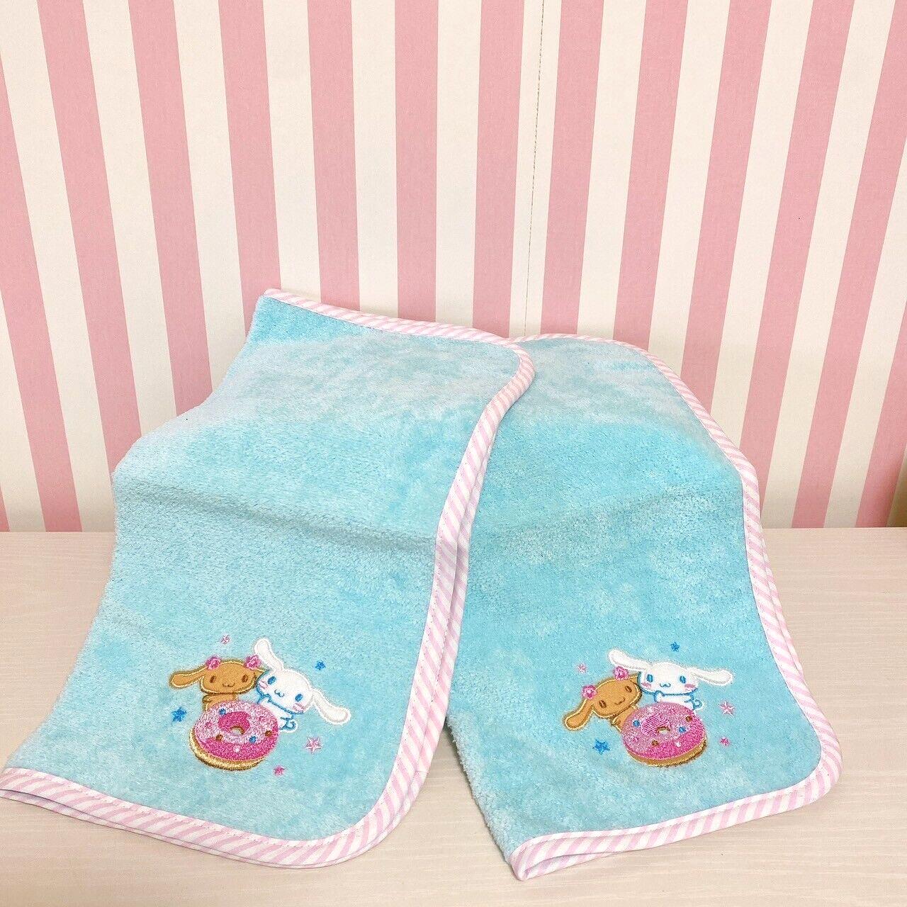 Sanrio Cinnamoroll Mini Hand Towel Set 2 Blue Doughnut Fluffy Mocha Stripe Rare