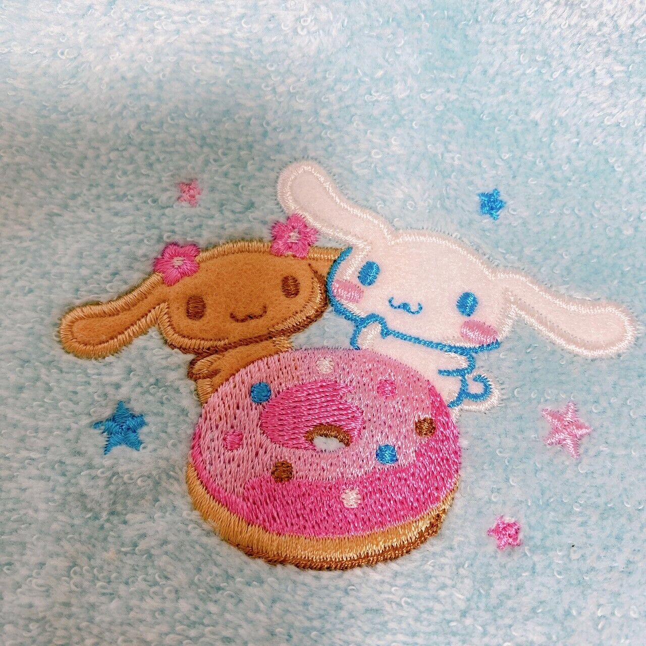 Sanrio Cinnamoroll Mini Hand Towel Set 2 Blue Doughnut Fluffy Mocha Stripe Rare