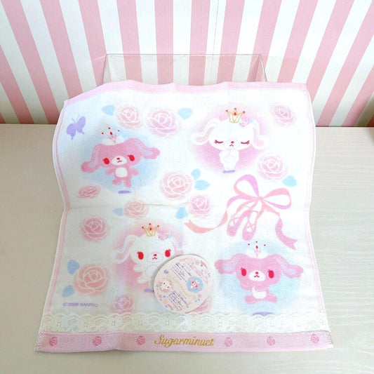 Sanrio Sugarminuet Bunnies Hand Towel Pink White Rabbit Rose Butterfly Ribbon