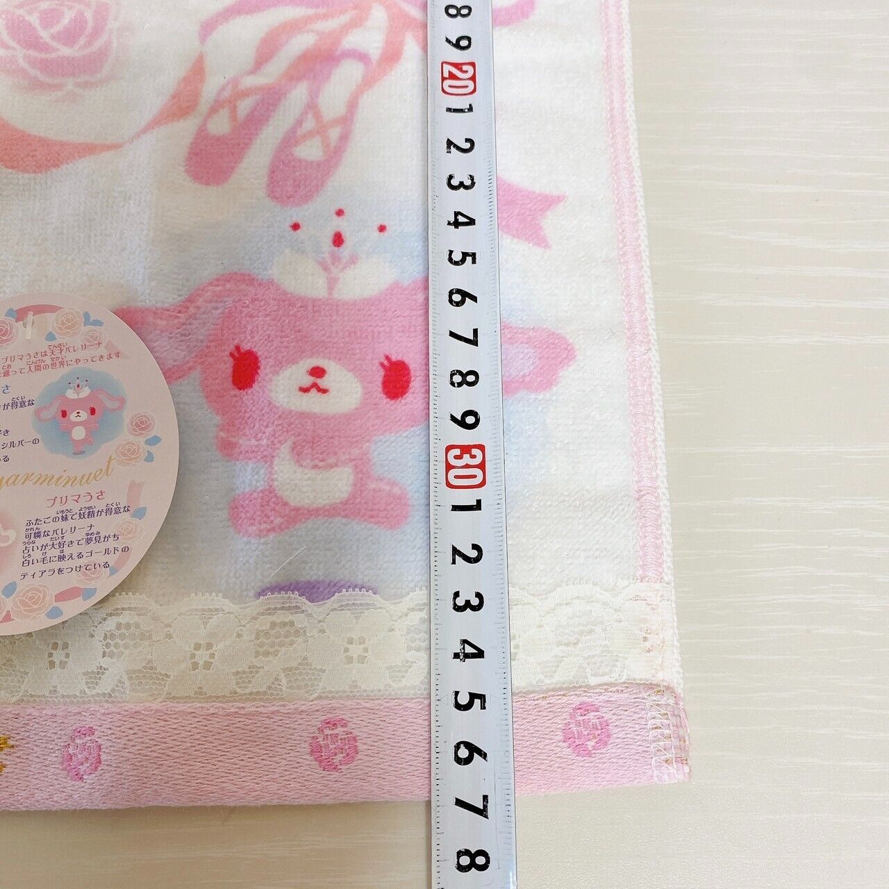 Sanrio Sugarminuet Bunnies Hand Towel Pink White Rabbit Rose Butterfly Ribbon