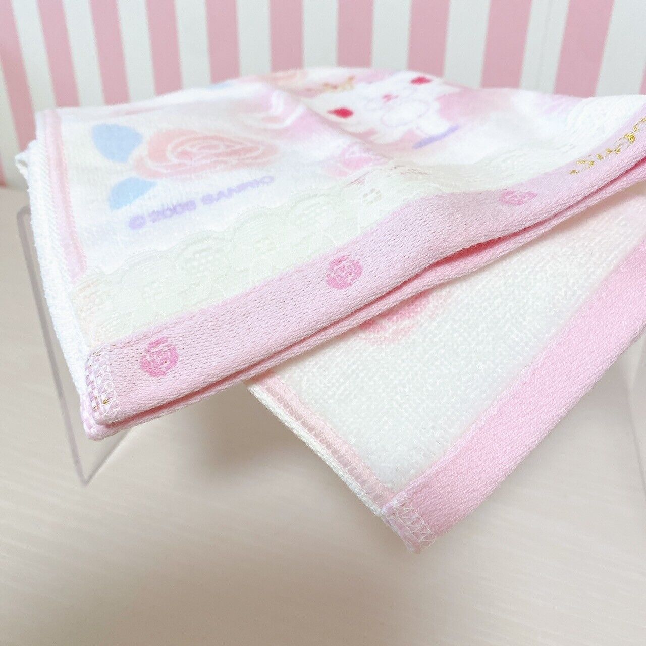 Sanrio Sugarminuet Bunnies Hand Towel Pink White Rabbit Rose Butterfly Ribbon