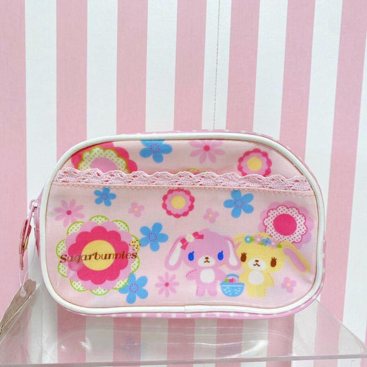 Sanrio Sugar Bunnies Pencil Case Pouch Stationery Hanausa Momousa Flower Pink