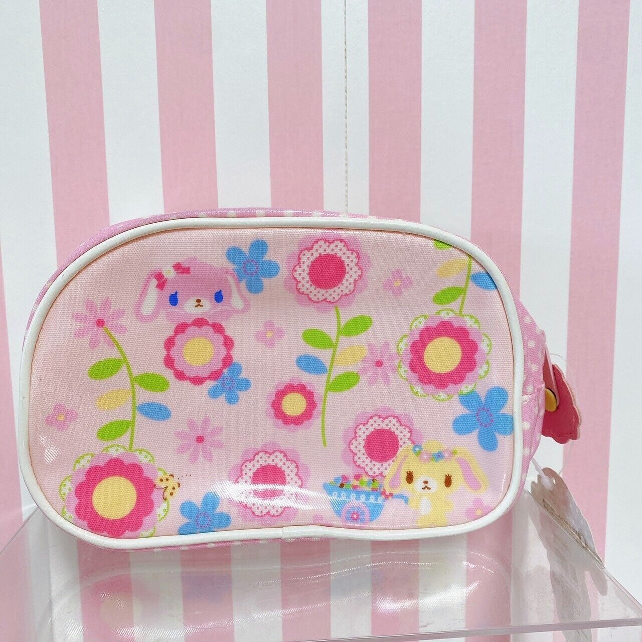 Sanrio Sugar Bunnies Pencil Case Pouch Stationery Hanausa Momousa Flower Pink