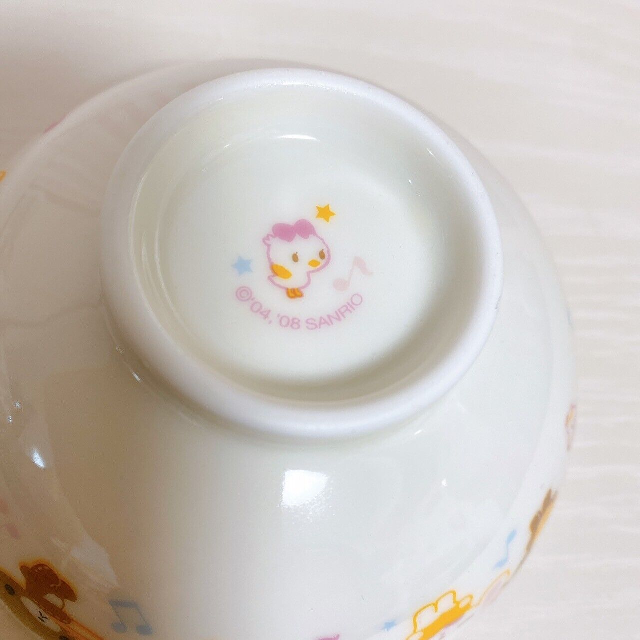 Sanrio Sugar Bunnies Rice Bowl White Note Music Pottery Musical Instrument Rare