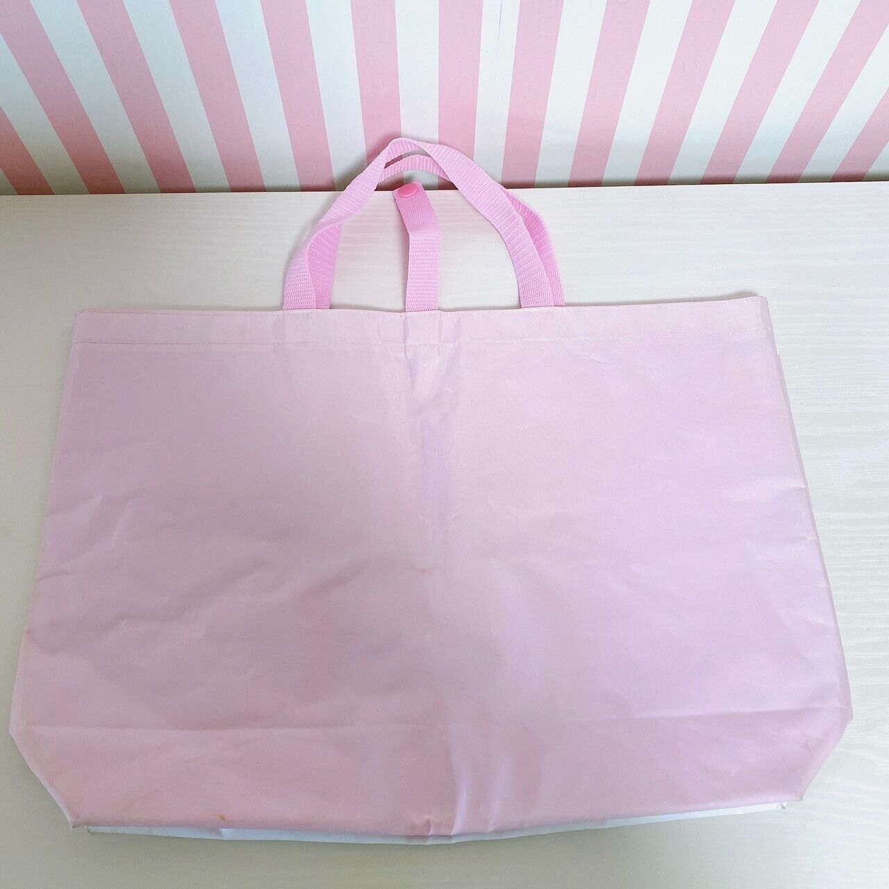 Sanrio Sugar Bunnies Tote Lesson Bag Handbag Shirousa Kurousa Pink Stripe Kawaii