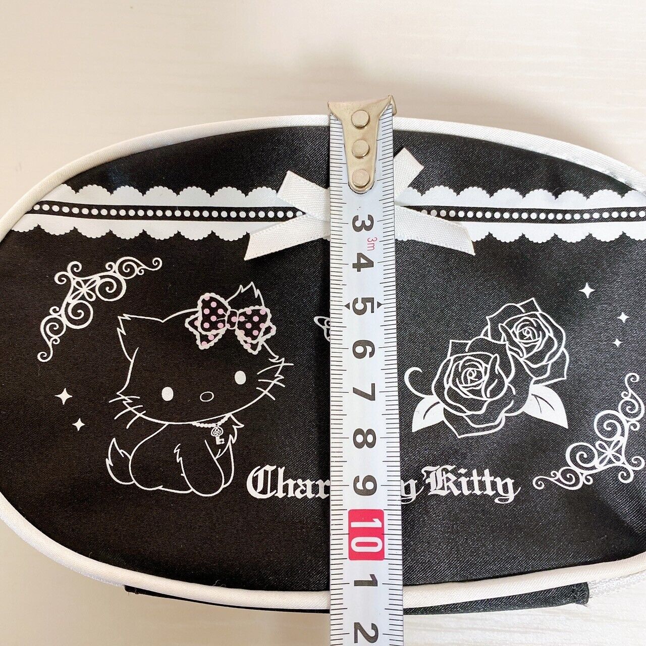 Sanrio Charmmy Charmy Kitty Pouch Black Ribbon White Rose Butterfly Cat Kawaii