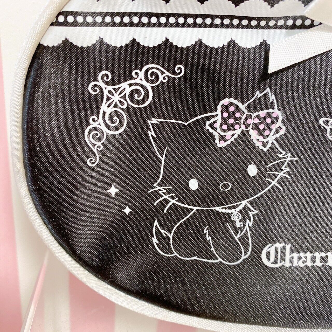 Sanrio Charmmy Charmy Kitty Pouch Black Ribbon White Rose Butterfly Cat Kawaii