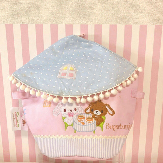 Sanrio Sugar Bunnies House Type Storage Box Roof Pink Shirousa Kurousa Dot Tea