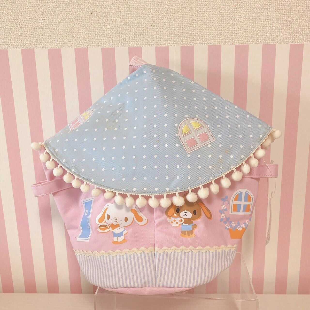 Sanrio Sugar Bunnies House Type Storage Box Roof Pink Shirousa Kurousa Dot Tea