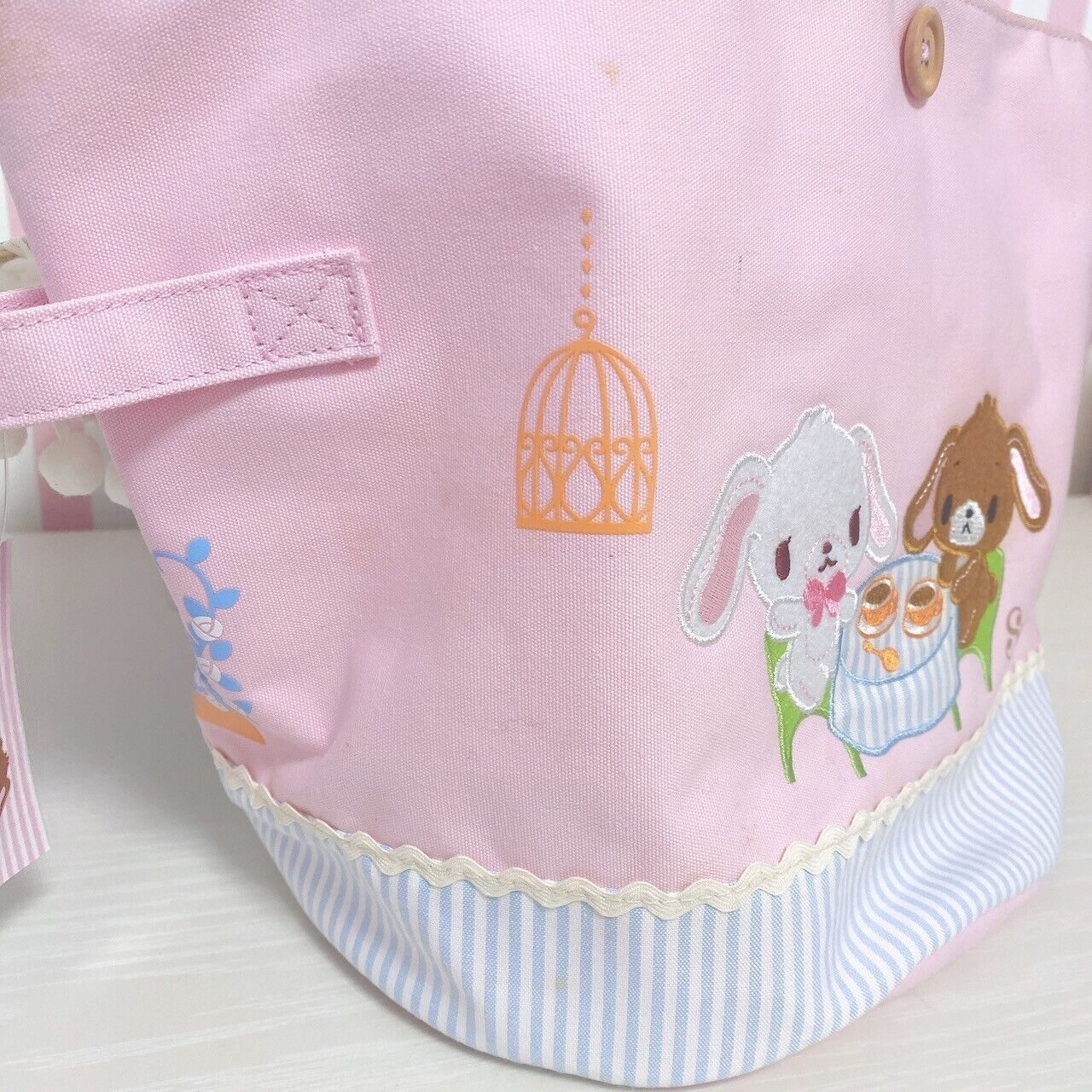 Sanrio Sugar Bunnies House Type Storage Box Roof Pink Shirousa Kurousa Dot Tea