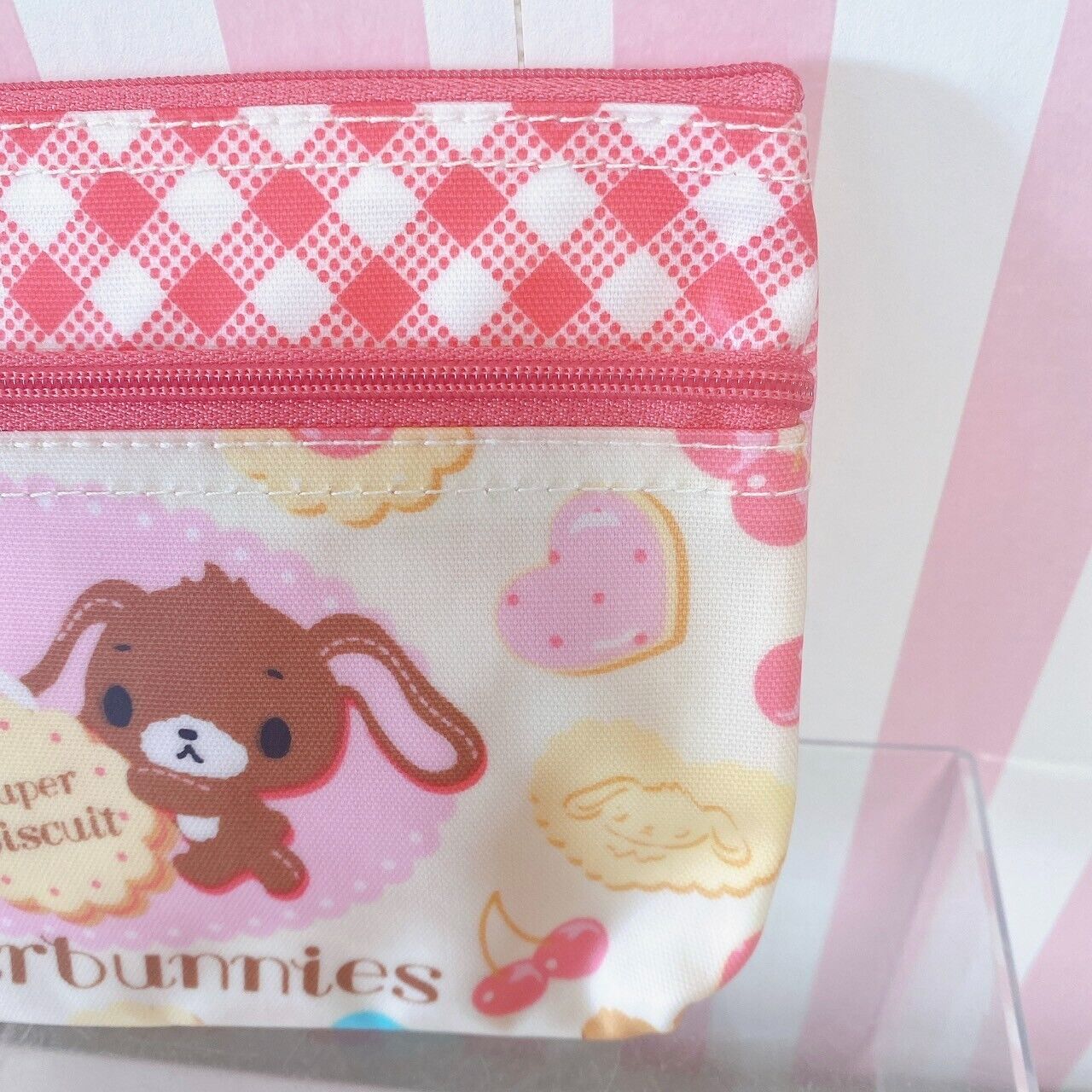 Sanrio Sugar Bunnies Pouch Sweets Cookie Cherry Biscuit Plaid Red Delicious Rare