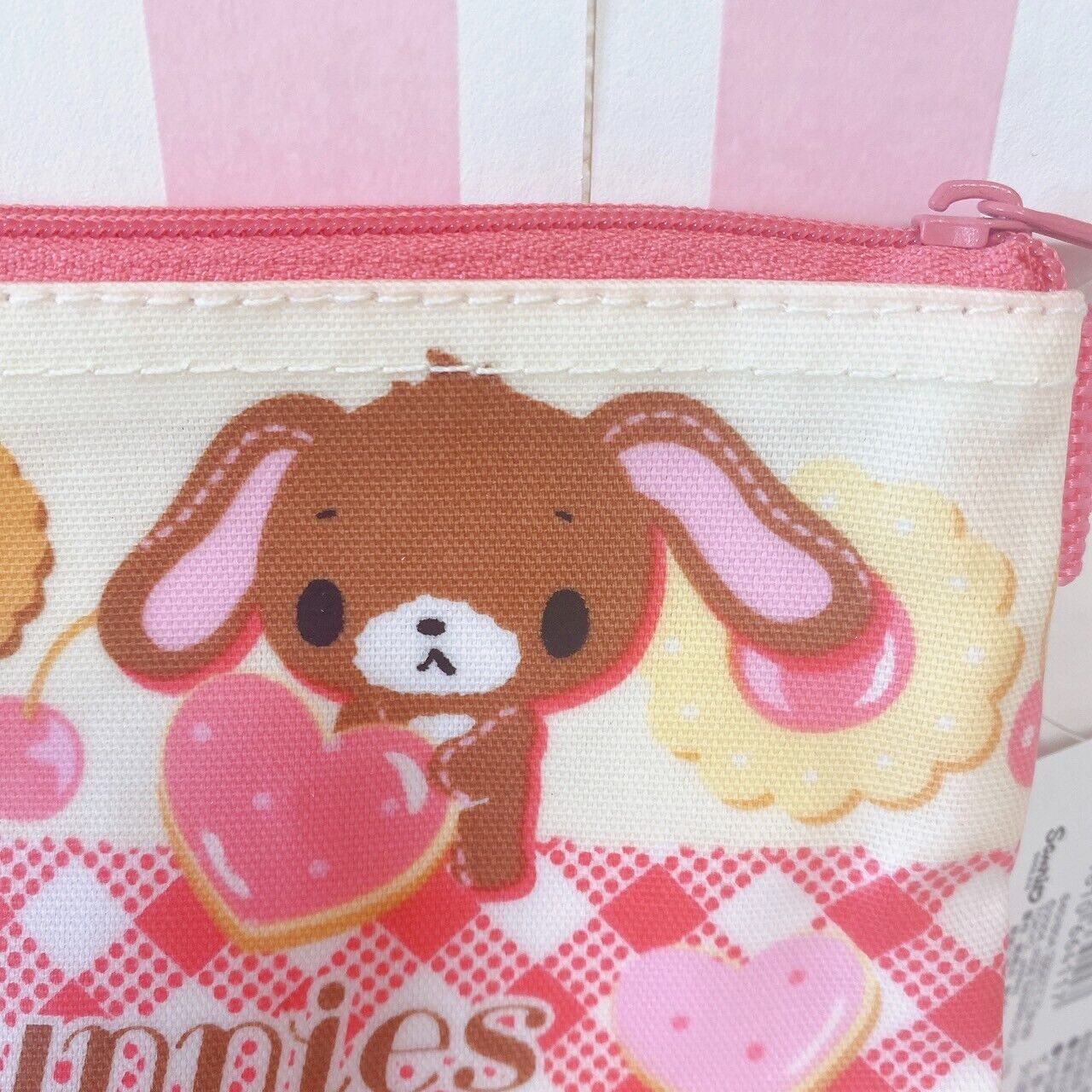 Sanrio Sugar Bunnies Pouch Sweets Cookie Cherry Biscuit Plaid Red Delicious Rare