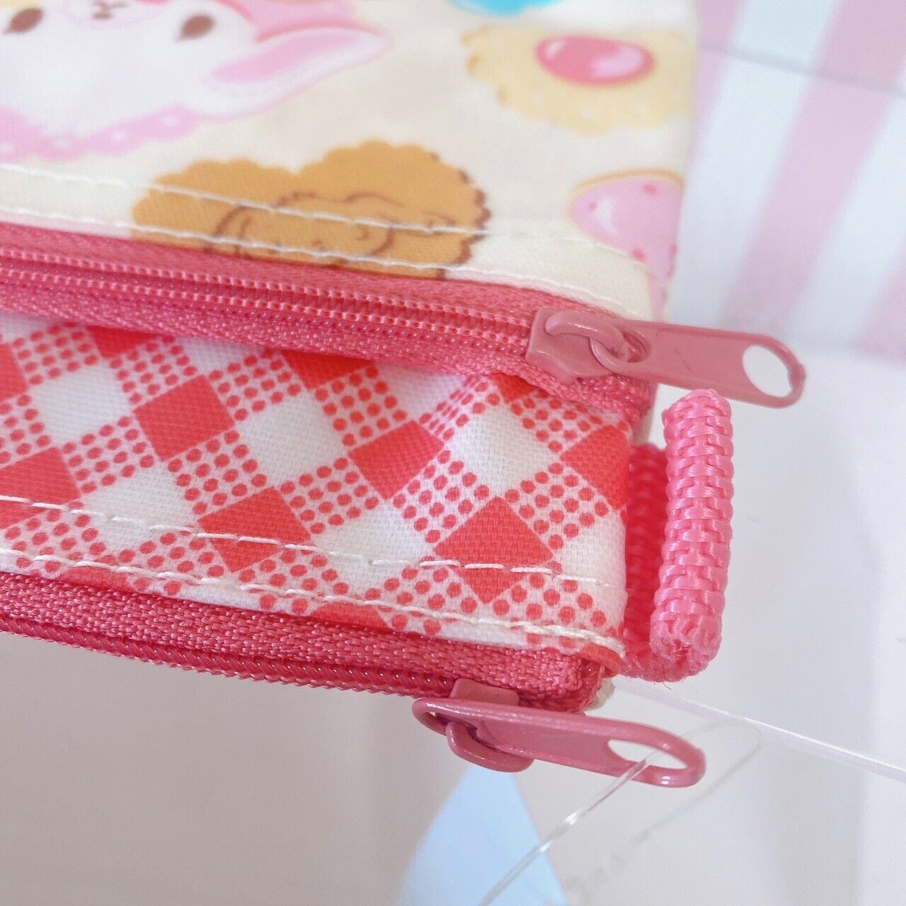 Sanrio Sugar Bunnies Pouch Sweets Cookie Cherry Biscuit Plaid Red Delicious Rare