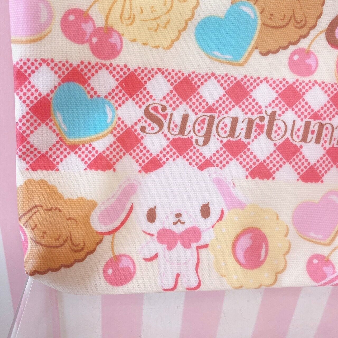 Sanrio Sugar Bunnies Pouch Sweets Cookie Cherry Biscuit Plaid Red Delicious Rare