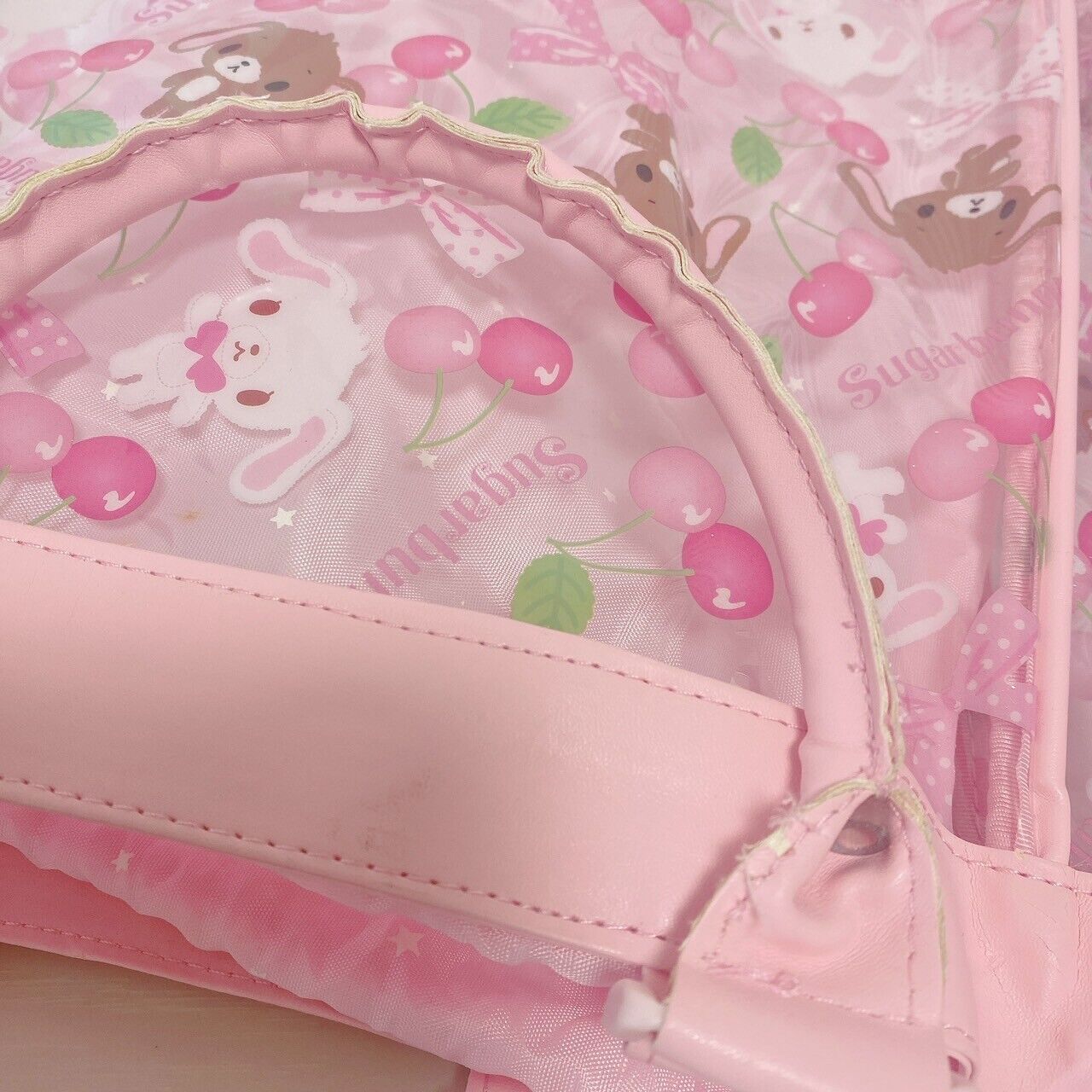 Sanrio Sugar Bunnies Clear Bag Vinyl Bag Cherry Pattern Summer Pool Bag Rare