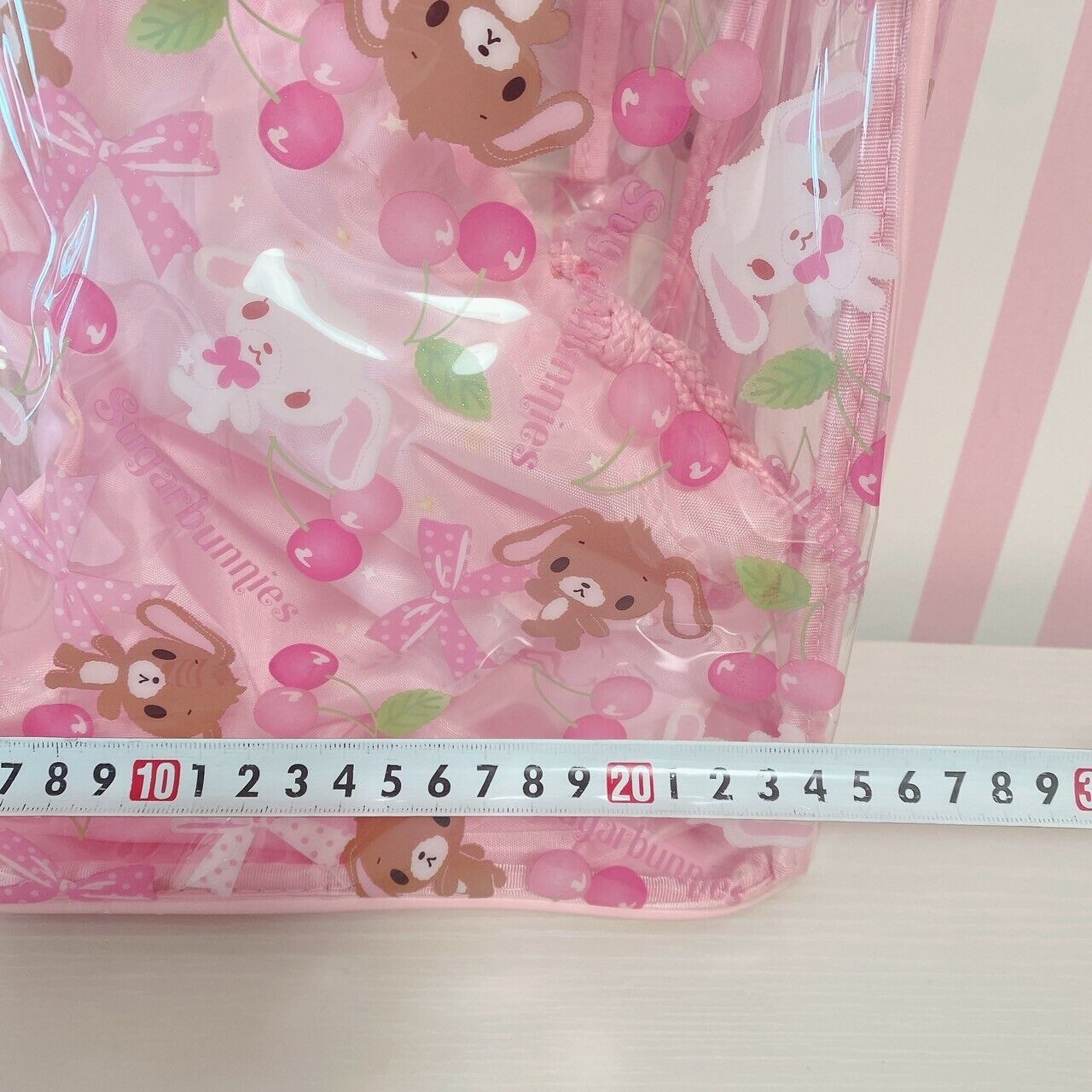 Sanrio Sugar Bunnies Clear Bag Vinyl Bag Cherry Pattern Summer Pool Bag Rare