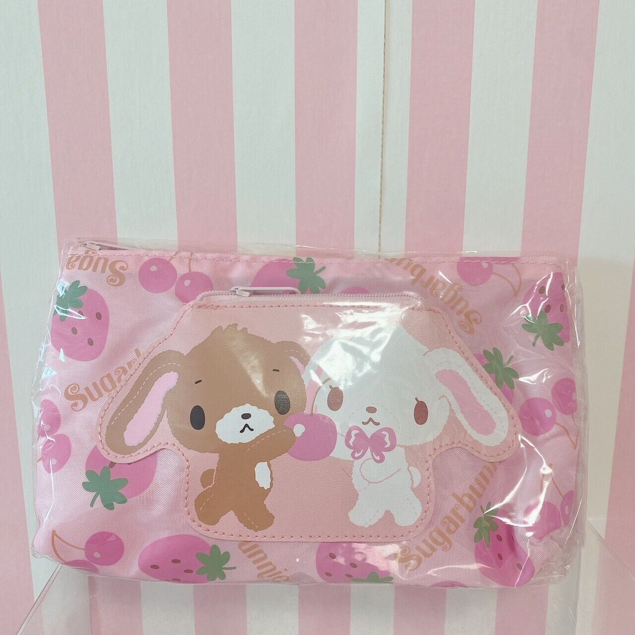 Sanrio Sugar Bunnies Shirousa Kurousa Pouch Strawberry pattern Kawaii Japan