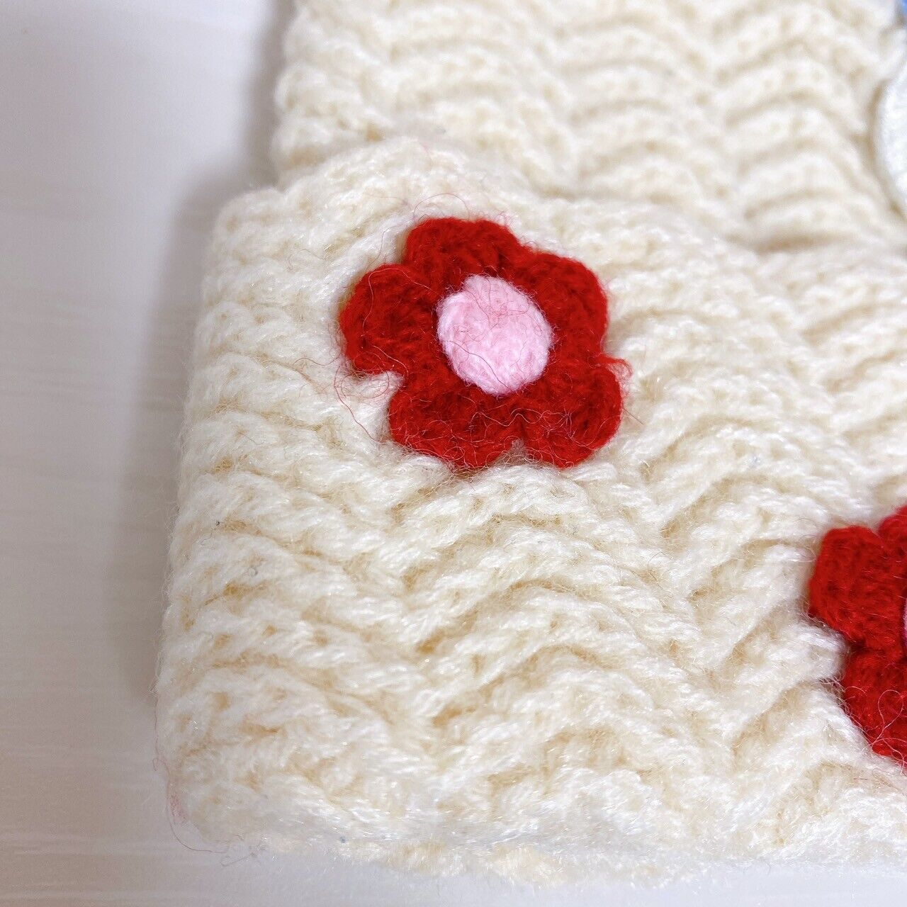 Sanrio Usahana Knit Hat Flower White Red Rabbit Kawaii Kids Character Fluffy