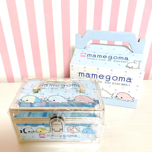 San-X Mamegoma Accessory Case Box Light Blue Clear Vanity Jewelery Character