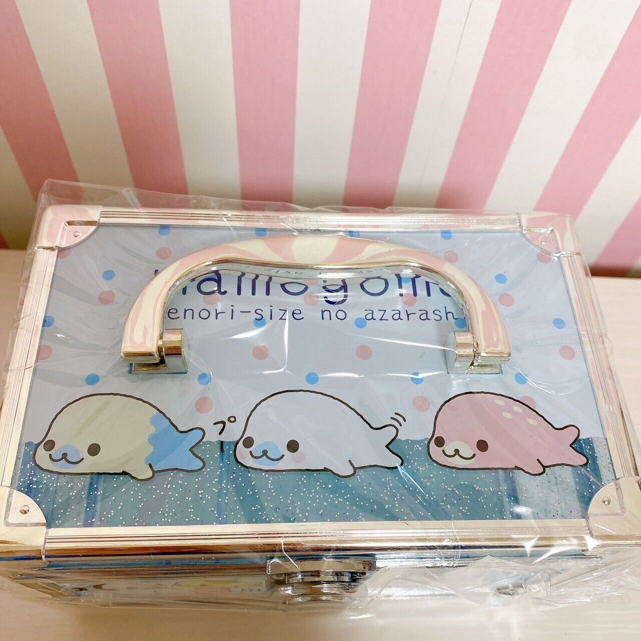 San-X Mamegoma Accessory Case Box Light Blue Clear Vanity Jewelery Character