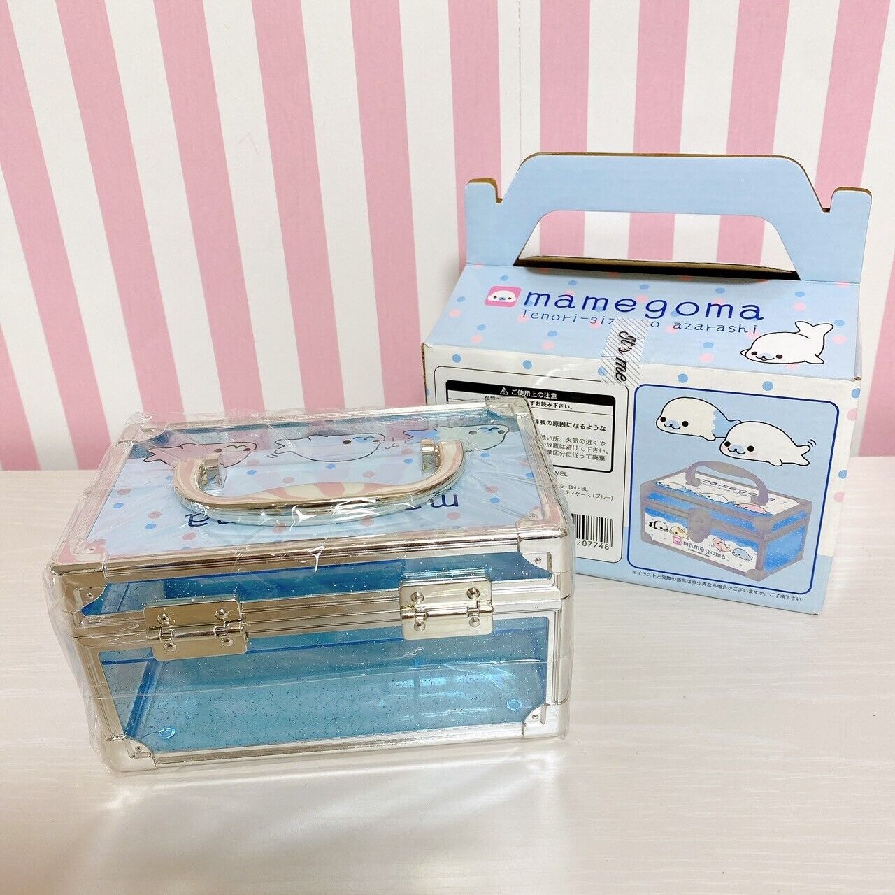 San-X Mamegoma Accessory Case Box Light Blue Clear Vanity Jewelery Character