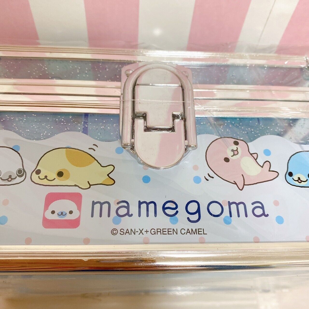 San-X Mamegoma Accessory Case Box Light Blue Clear Vanity Jewelery Character