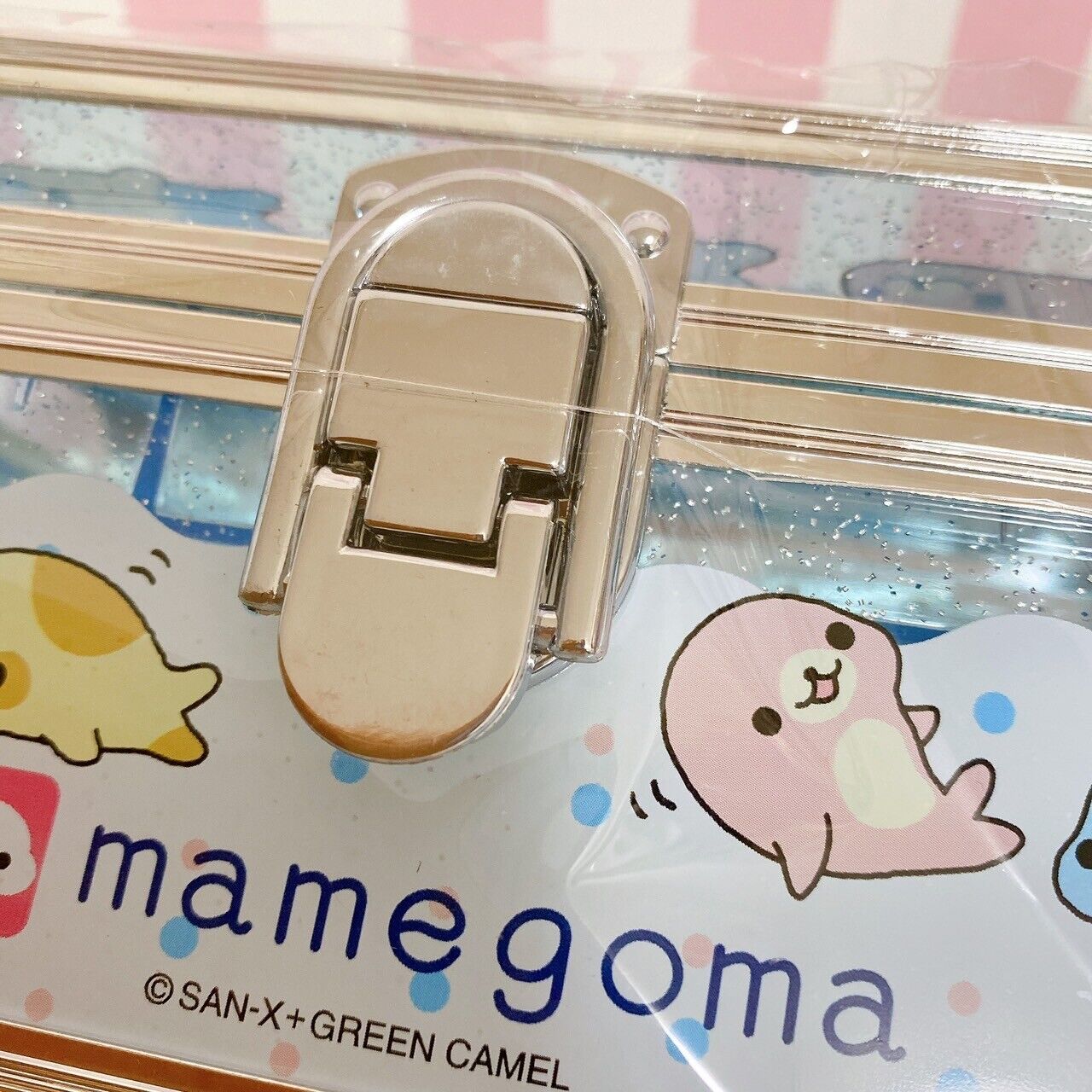 San-X Mamegoma Accessory Case Box Light Blue Clear Vanity Jewelery Character