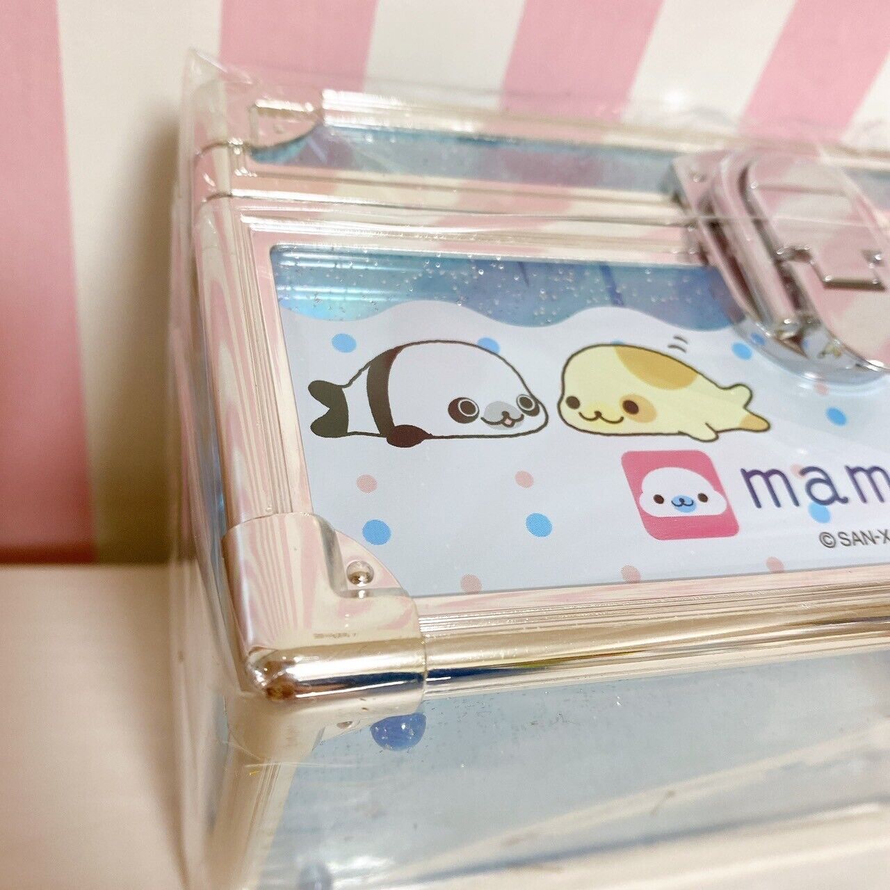 San-X Mamegoma Accessory Case Box Light Blue Clear Vanity Jewelery Character