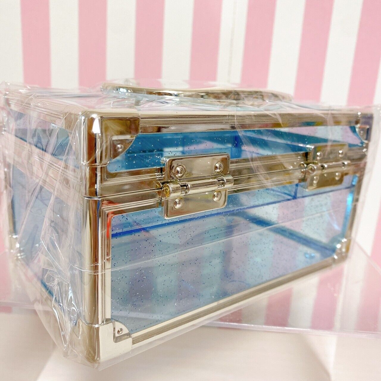 San-X Mamegoma Accessory Case Box Light Blue Clear Vanity Jewelery Character