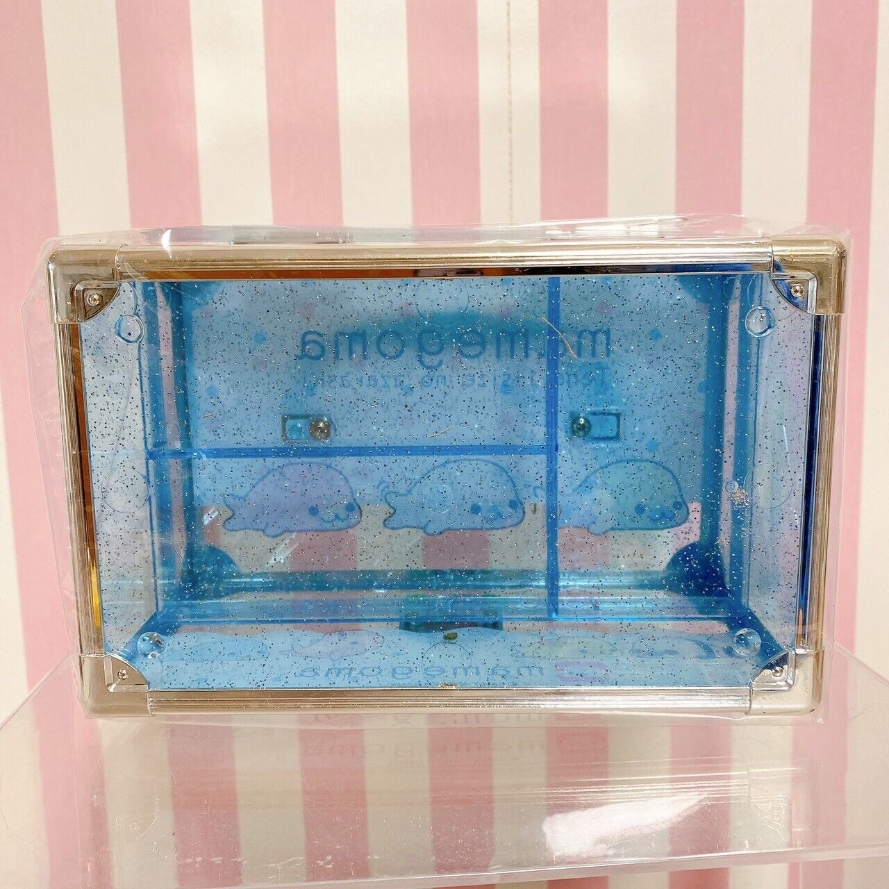 San-X Mamegoma Accessory Case Box Light Blue Clear Vanity Jewelery Character