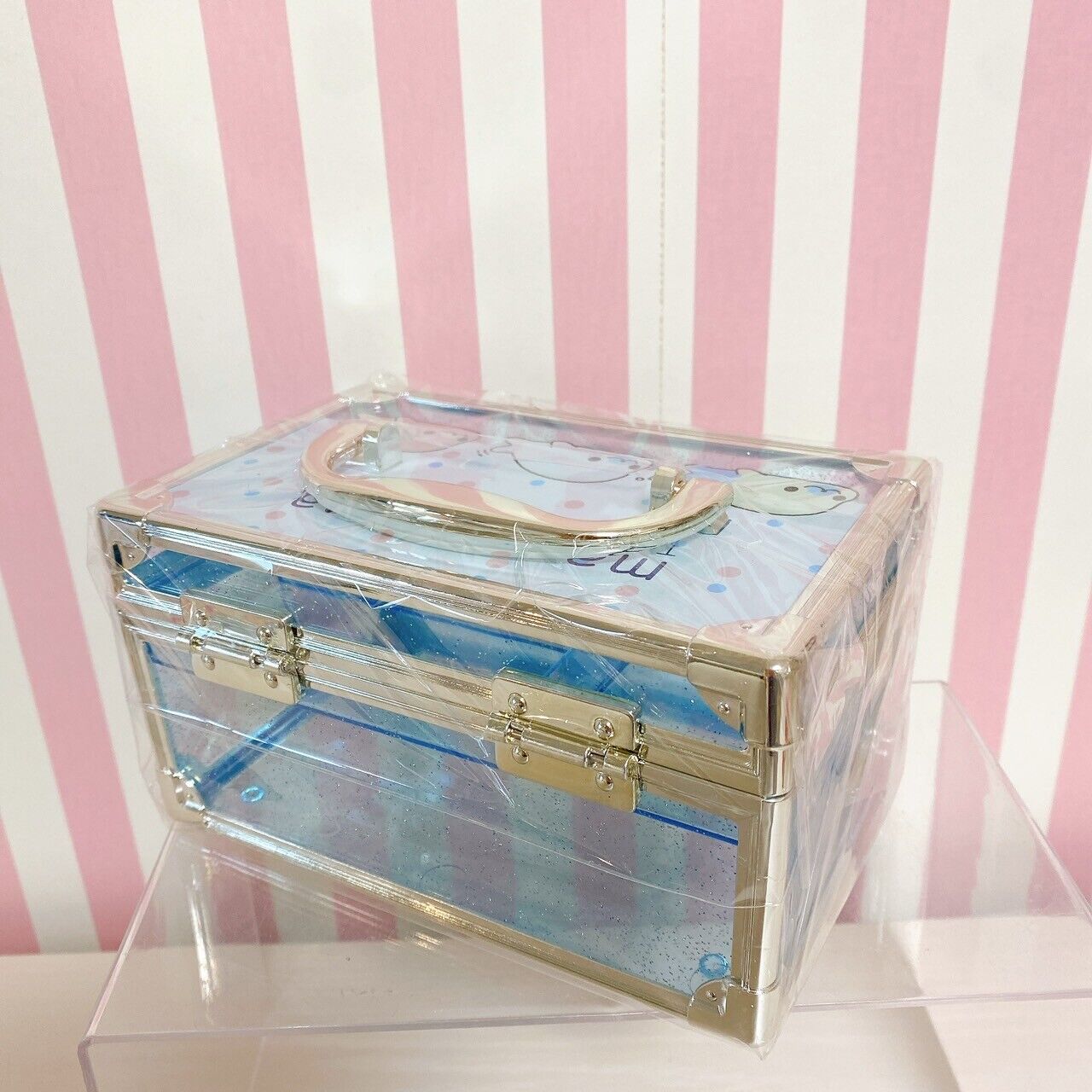 San-X Mamegoma Accessory Case Box Light Blue Clear Vanity Jewelery Character