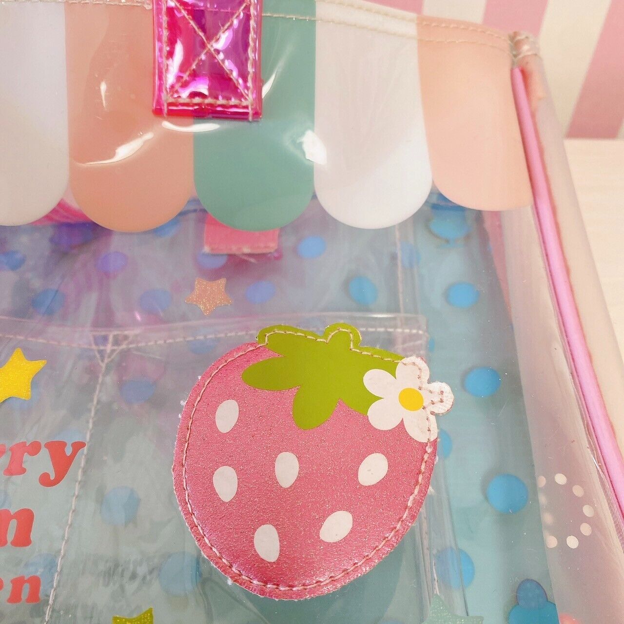 Mother Garden Swimming Bag Pool Vinyl Strawberry Dot Ice Cream Blue Pink Kawaii