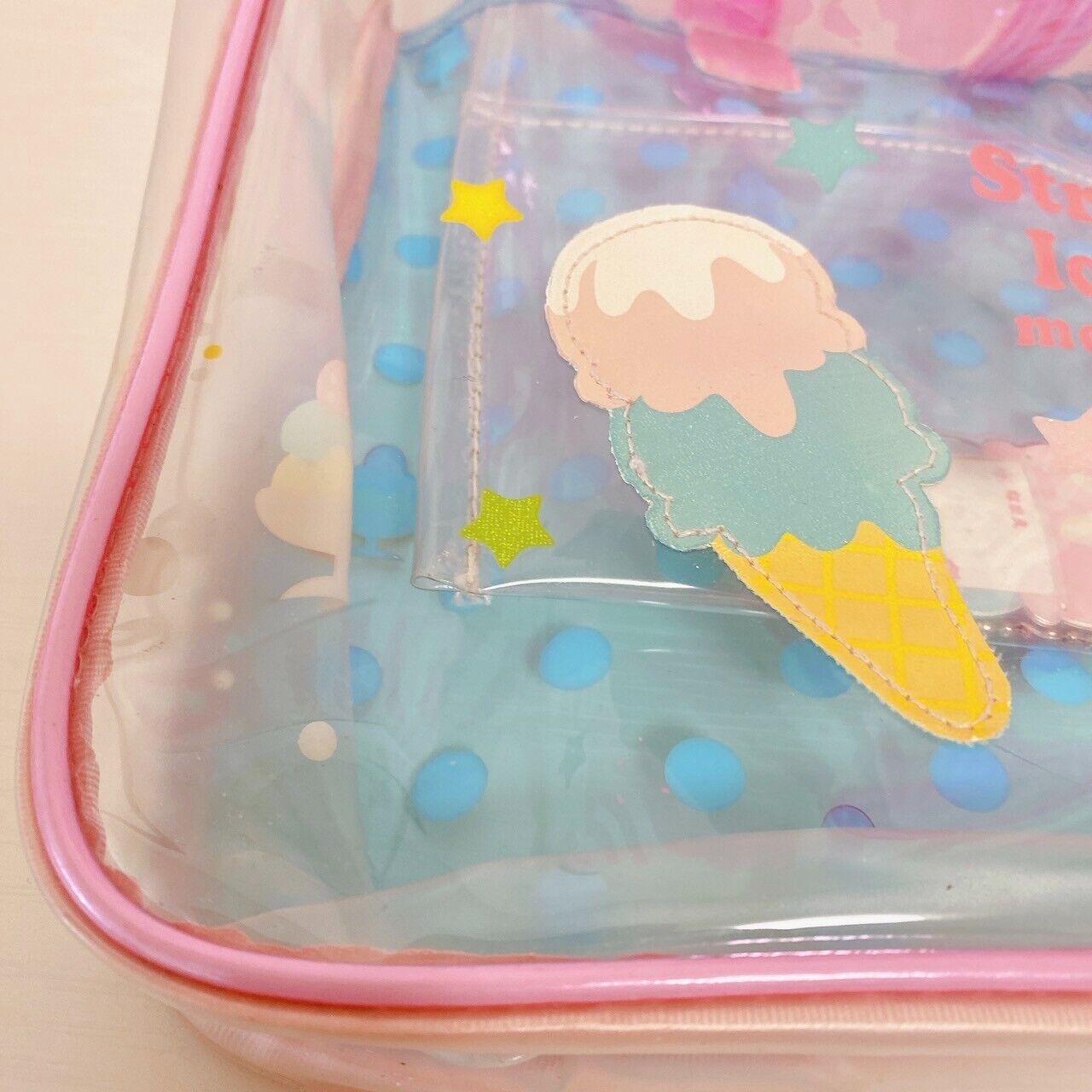 Mother Garden Swimming Bag Pool Vinyl Strawberry Dot Ice Cream Blue Pink Kawaii