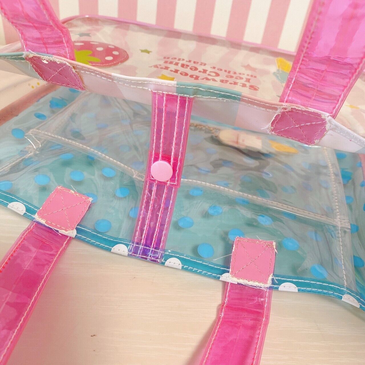 Mother Garden Swimming Bag Pool Vinyl Strawberry Dot Ice Cream Blue Pink Kawaii