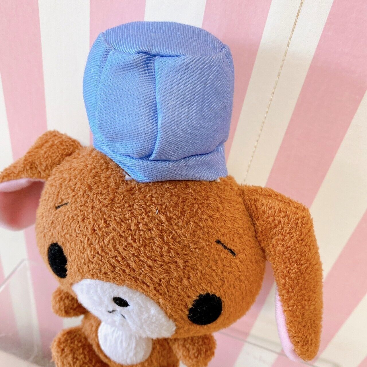 Sanrio Sugar Bunnies Kurousa Plush Soft Stuffed Toy Doll Brown Hat Blue Taito