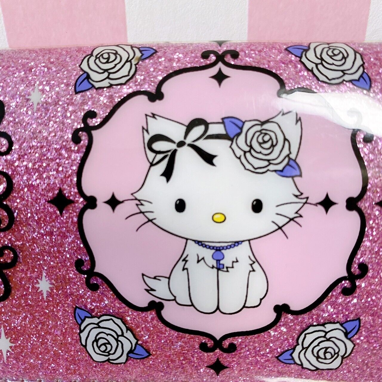 Sanrio Charmmy Charmy Kitty Key Case Holder Purple Lavender Glitter Rose Flower