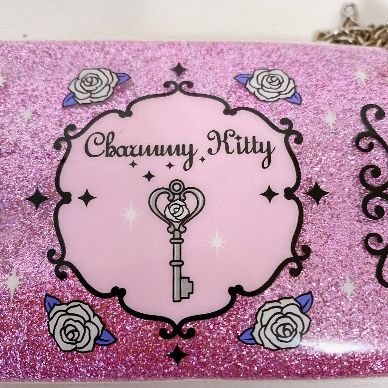 Sanrio Charmmy Charmy Kitty Key Case Holder Purple Lavender Glitter Rose Flower