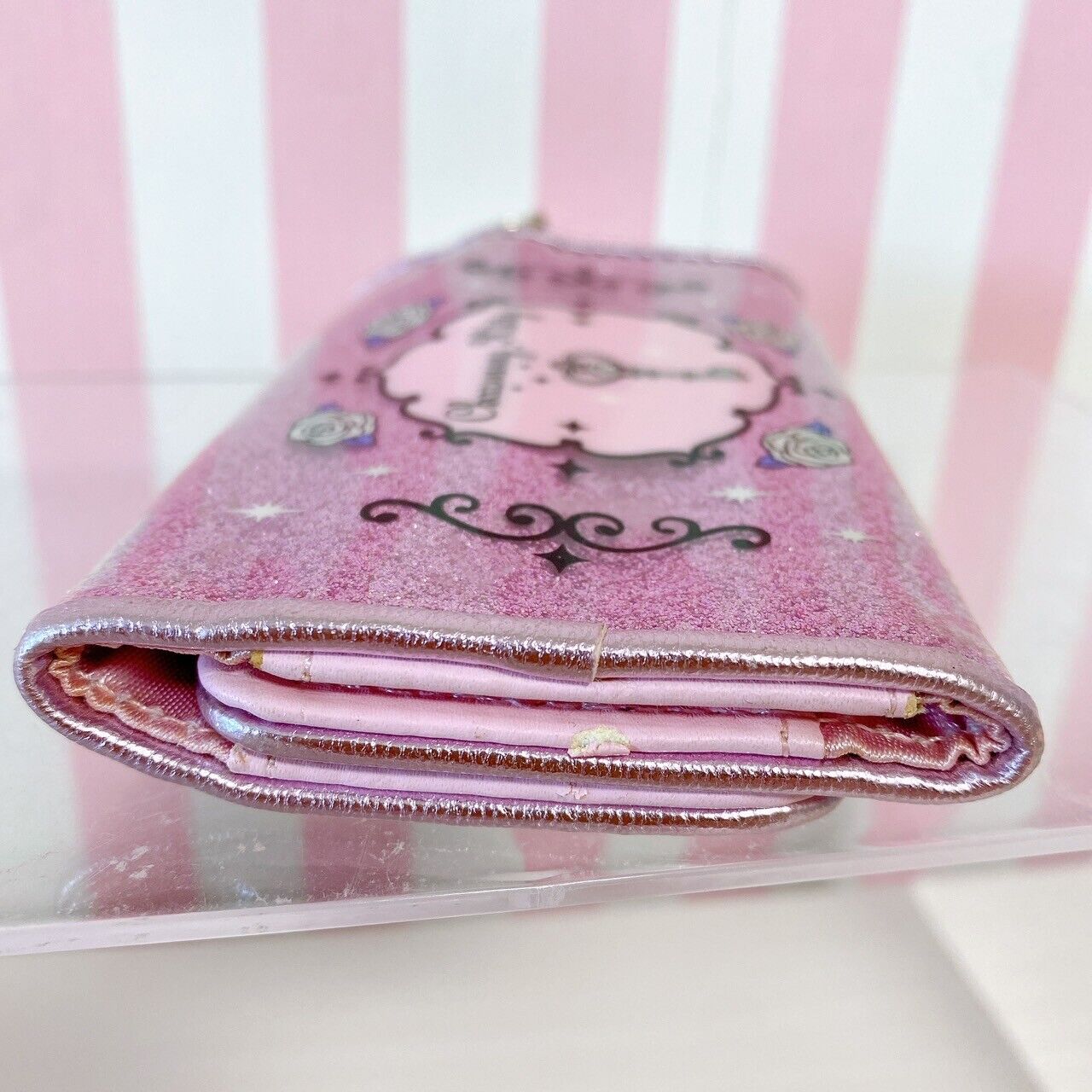 Sanrio Charmmy Charmy Kitty Key Case Holder Purple Lavender Glitter Rose Flower