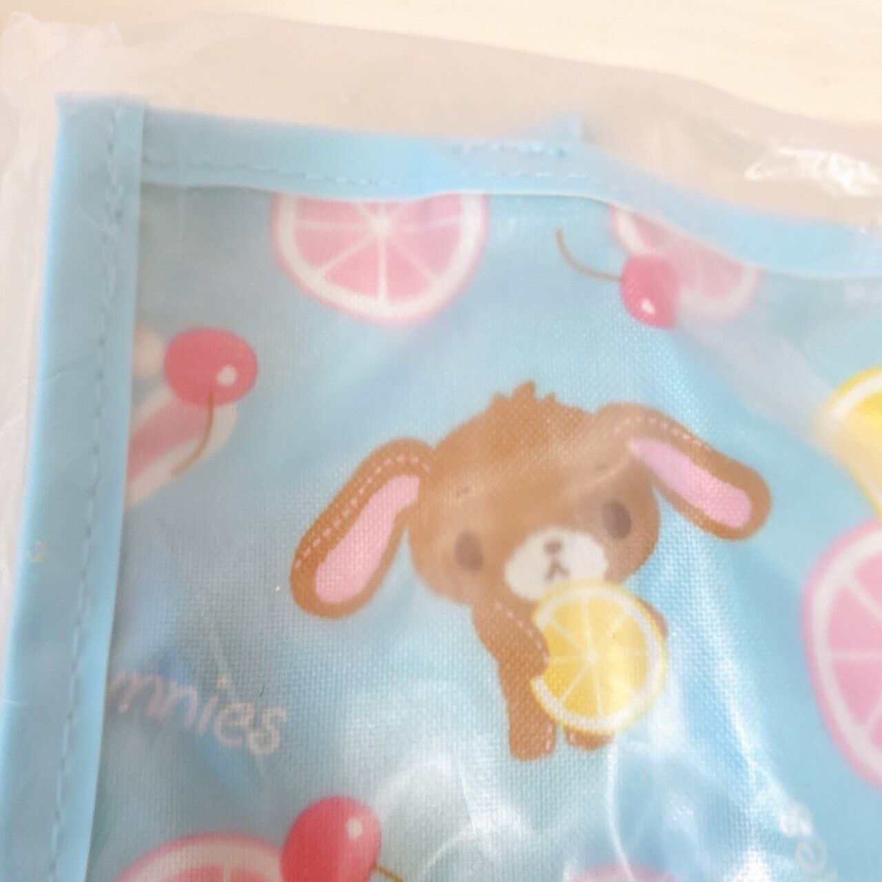 Sanrio Sugar Bunnies Tote Bag Pouch Set 2 Blue Lemmon Cherry Fruit Rabbit Rare