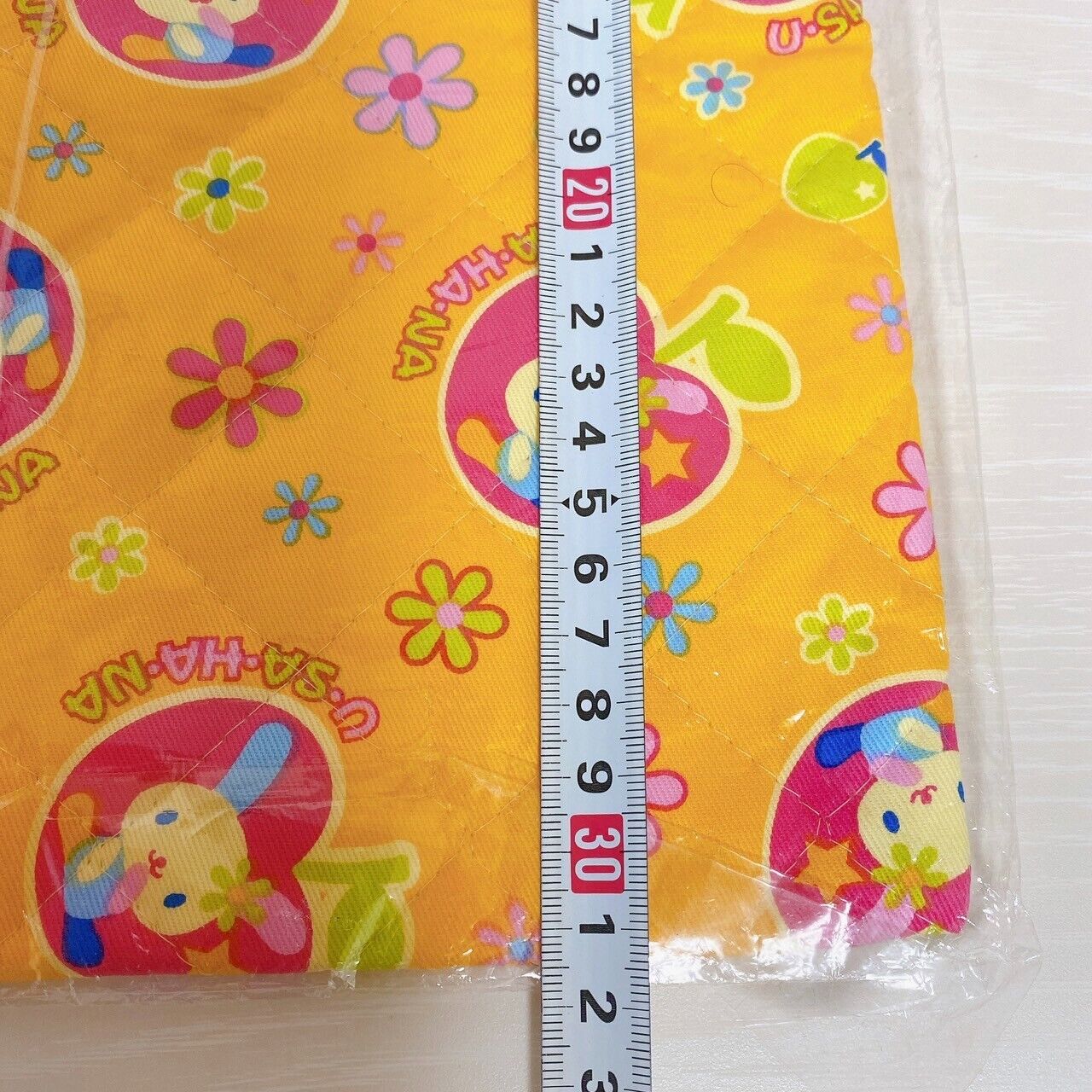 Sanrio Usahana Tote Bag Handbag Yellow Lesson School Apple Flower Quilting Rare